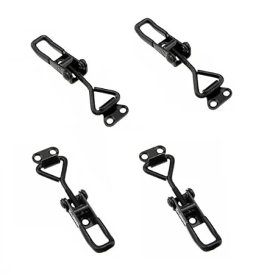 Image of 4Pcs Black Toggle Latch Clamp, Adjustable Quick Release Metal Pull Action Latches for Cabinet Boxes