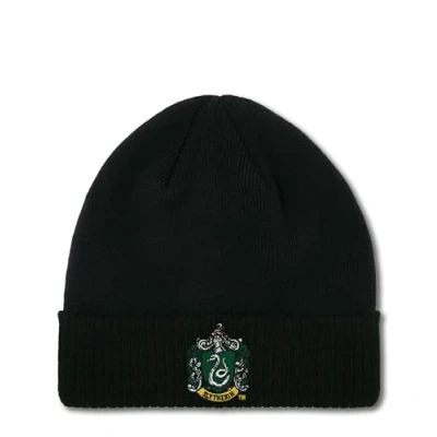 Image of Logoshirt®️ Harry Potter Crest Slytherin Logo Beanie I Knitted Hat Men &amp; Women Embroidered Licenced Original Design Black