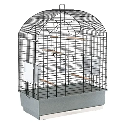 Image of Ferplast Bird Cage Aviary Viola Large for Birds, Parakeets, Parrotlets, Cockatiels, Parrots, Metal, Accessories included Rotating Feeders Perches, 59 x 33 h 80 cm