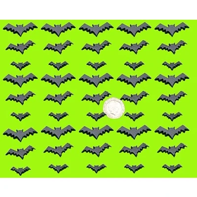 Image of 60 x 3D Edible Icing Black Bats Sugar Cupcake/Cake Decoration Toppers Halloween