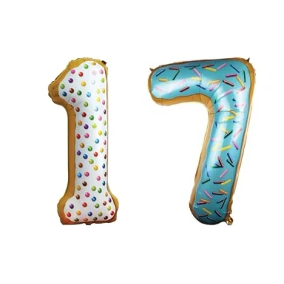 Image of Candy Number 17 Large Helium Foil Balloon Birthday Party Wedding Anniversary Decoration 101cm