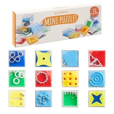 Image of THE TWIDDLERS 12 Mini Cube Brain Teaser Puzzle Box Set Assorted Levels, Ideal for Party Bag Fillers Kids &amp; Birthday Goodie Bags