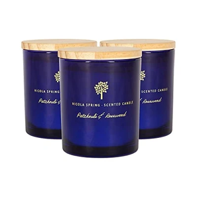 Image of Nicola Spring Soy Wax Scented Candles 130g Patchouli &amp; Rosewood Pack of 3
