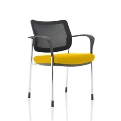 Image of Brunswick Deluxe Mesh Back Chrome Frame Bespoke Seat Yellow With Arms