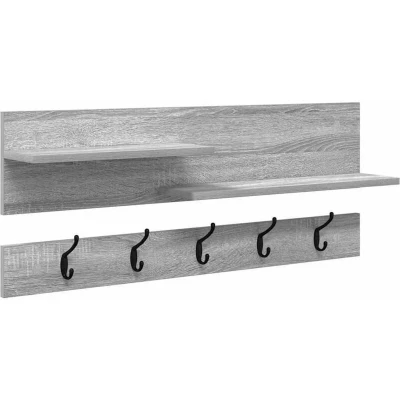 Image of Wall mounted Coat Rack with Shelf Storage Grey sonoma Engineered wood Vidaxl
