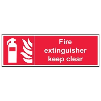 Image of V Safety Fire Extinguisher Keep Clear Sign 450mm x 150mm 1mm Rigid Plastic