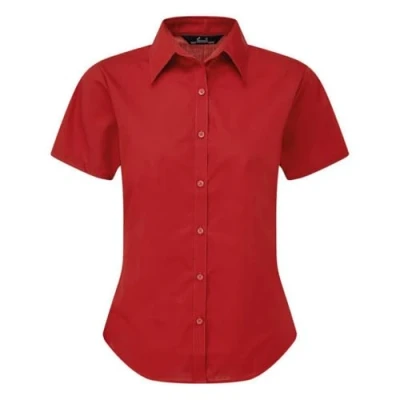 Image of Premier Women&#039;s poplin Short Sleeve Blouse, Ladies Plain Work Shirt Red Size 10