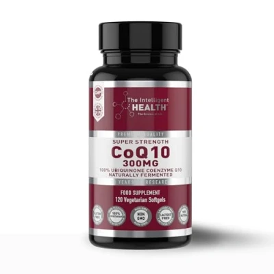 Image of Ubiquinone Coenzyme Q10 300mg Softgel Capsules, 120 Super Strength Vegan Friendly Naturally Fermented High Absorption CoQ10 Capsules Made in The UK to GMP Standards by Intelligent Health