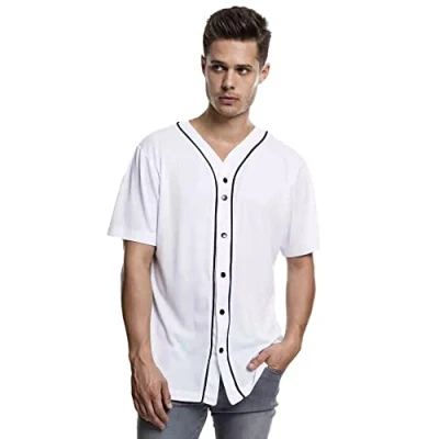 Image of Urban Classics Baseball Shirt, Men&#039;s, Size: XL, White