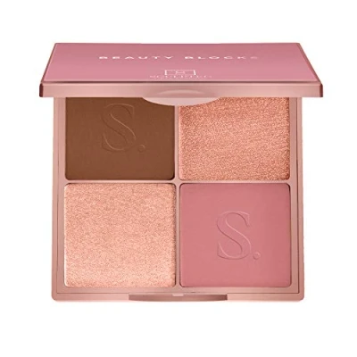Image of Beauty Blocks 4 in 1 Face Palette from Sculpted by Aimee (Deep) Vegan Bronzer, Blusher, Powder &amp; Cream Highlighters to Define and Glow