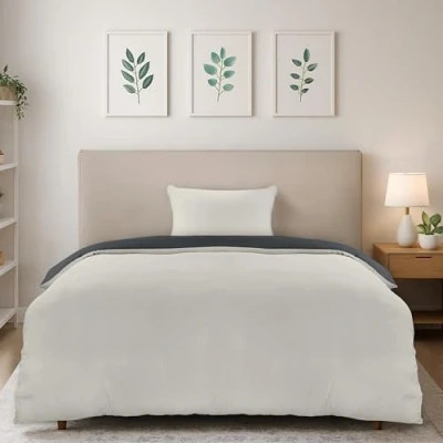 Image of Utopia Bedding Single Duvet Cover Set Soft Microfibre Polyester with Pillow case Quilt (Dark Grey/Light Grey)