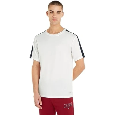 Image of Tommy Hilfiger Men&#039;s Ss Tee Logo Um0um03005 S/S T Shirts, White (Ecru), S