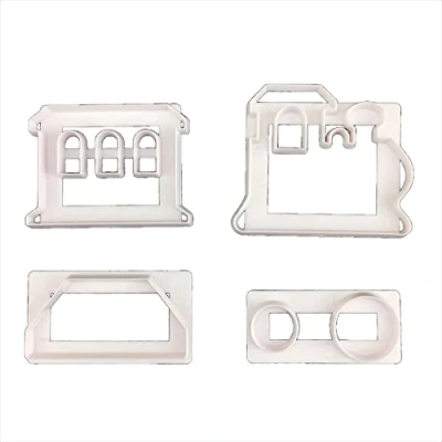 Image of Set of 4 Train Shaped Silicone Biscuit Molds Cookie Cutter Fondant Moulds
