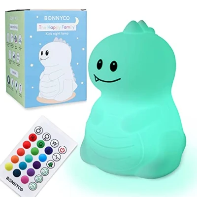 Image of BONNYCO Light Kids with Remote &amp; Touch Control 16 Colours Night Lights Dinosaur Baby Timer Silicone 100% BPA Free Lamp Cute Gifts for Boys and Girls