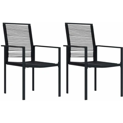 Image of vidaXL Garden Chairs 2 pcs PVC Rattan Black