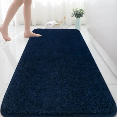 Image of Extra Large Bath Mat 150x60 cm Microfiber Mats for Bathroom Absorbent Rug Non slip Anti Mould Mat, Machine Washable Rugs Bedroom Bathroom, Navy Blue