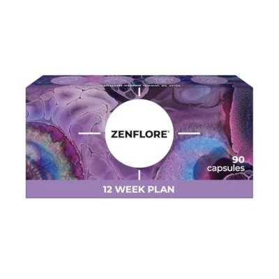 Image of Zenflore 12 Week Plan by PrecisionBiotics Probiotics Supplement with Unique Bifidobacterium Longum Bacteria Strain 1714 + Vitamin B6 and B12 for Mental Performance 90 Capsules