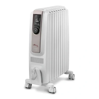 Image of De&#039;Longhi Dragon 4 TRDSX40820E.WB, Oil Filled Radiator with Electronic Timer, Quiet Heater Functional Design, Chimney Design and Castors, Safety Thermostat, 3 Fan Settings, 2000W, White/Beige