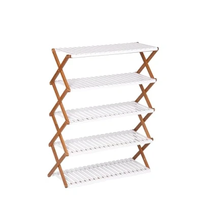 Image of ASPECT Folding Bamboo Shoe Rack/Organizer Shelf (5 Tier)