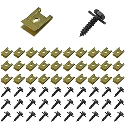 Image of 60 PCS Car Screw Tabs,U Type Body Panel Clips,Undertray Screws,Auto Fender Screws
