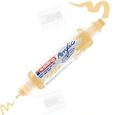 Image of edding 5400 acrylic 3D double liner pastel yellow 1 colour tube 2 nozzles 3,5 10mm paint for canvas, painting boards and wood waterproof acrylics in artist quality colours