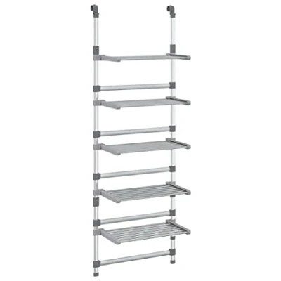Image of vidaXL 5 Tier Hanging Laundry Drying Rack Versatile Aluminium Clothes with Adjustable Height, Ideal for Space Saving, Silver