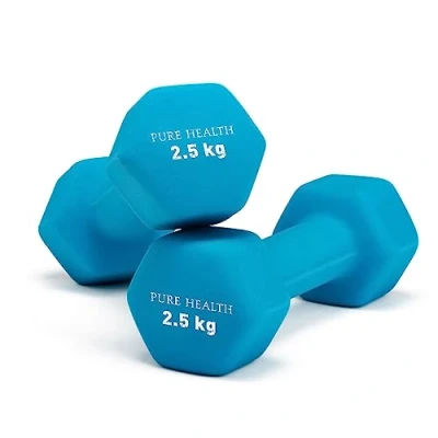 Image of Neoprene Dumbbell Hand Weights Pair Home Exercise for Women Men Arm Pilates Dumbbells in 1kg 1.5kg 2kg 3kg 4kg 5kg 8kg 10kg Set (2.5kg, Pair) Blue