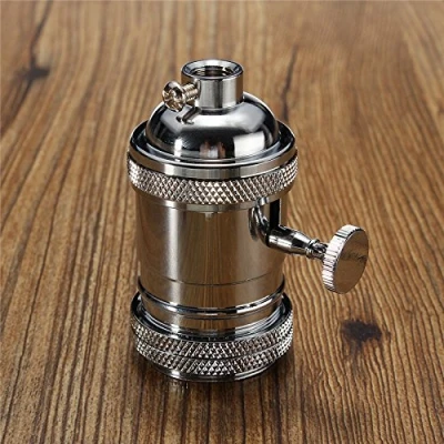 Image of MASUNN E26/E27 Retro Vintage Edison Industrial Light Bulb Lamp Holder Socket With Switch Chrome