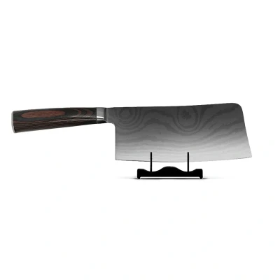 Image of Shinrai Japan Damascus Print Chinese Chef&#039;s Knife 18 cm