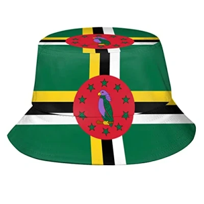 Image of 351 Men Women Bucket Hat Flag of Dominica Fisherman Beach Sun Cap Breathable Fishing Protective Camping Caps for Summer Travel Hiking