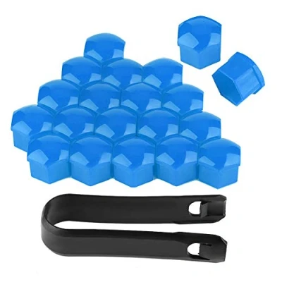 Image of Wheel Nut Covers, Fydun Rim Cover, Screw Protection Hub Cover 20Pcs Car Auto 17Mm Anti Theft Cap(Blue)