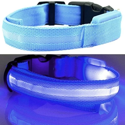 Image of Gemini_mall® Super Bright LED Dog Safety Collar High Visibility &amp; Adjustable Flashing 6 Colours, 3 Sizes (L (48cm 60cm/18.90&quot; 23.62&quot;), Blue)