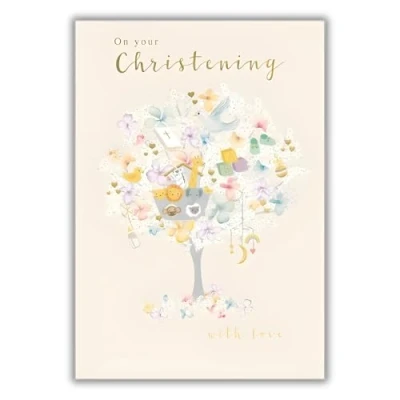 Image of Christening Congratulations Card For Boys/Girls Him/Her Special Finishes Animal Design Made in the UK Eco Friendly