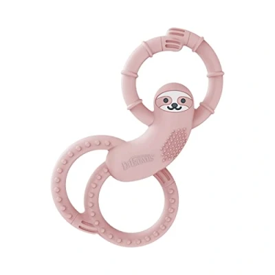 Image of Dr. Brown&#039;s Flexees Sloth Teether for Infant &amp; Baby, Pink, 100% Silicone, BPA Free, 3m+