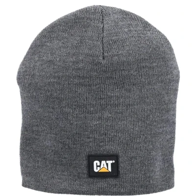 Image of CAT Men&#039;s Logo Knit Cap Beanie Hat, Dark Heather Grey, One Size
