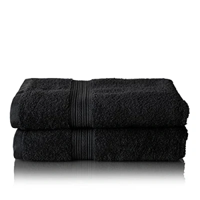 Image of Glart Premium Set of Terry Hand Towels, Colour: Black, 2X Bath Towels 70 X 140 cm