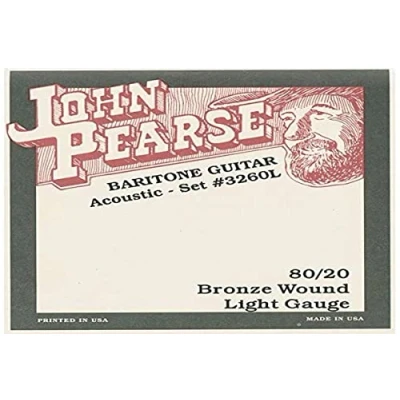 Image of John Pearse Strings® 3260L For Baritone Acoustic Guitar 80/20 Bronze Standard Tuning Light Gauge