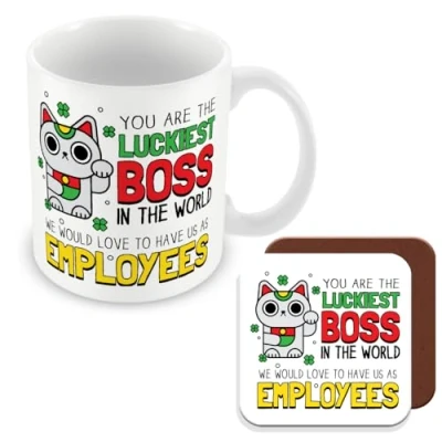 Image of MUGGZ Boss Mug &amp; Coaster Luckiest Gift Giftset Made in The UK