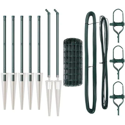 Image of vidaXL Euro Fence with 7 Spike Posts 0.6x10 m Galvanised Steel Green
