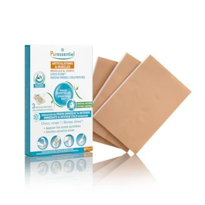 Image of Puressentiel Muscles &amp; Joints Cryo Pure Cold Patches with 14 Essential Oils Immediate and Lasting Effect Relieves Wrists, Elbows, Backs, Thighs, Knees, Calves, Ankles 3