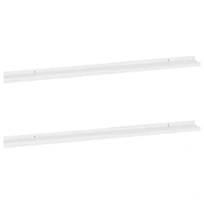 Image of vidaXL Glossy White MDF Wall Mounted Floating Shelves, Perfect for Living Room, Bedroom or Office Set of 2