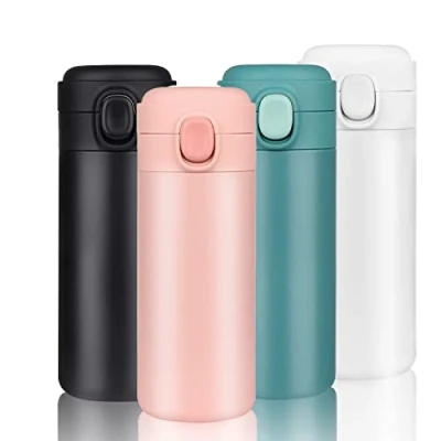 Image of YINJAM 450ML Travel Mug Reusable Coffee Cup Insulated Thermal Stainless Steel Leakproof Flask Tumbler for Hot Cold Drinks (Pink)