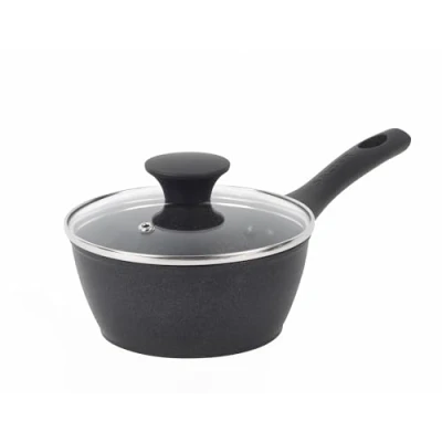 Image of Salter BW09322 Megastone Noir 16cm Forged Aluminium Saucepan, Non Stick, Suitable For All Hob Types Including Induction, Dishwasher &amp; Metal Utensil Safe, PFOA Free, Porridge, Milk, Boiling, Sauces