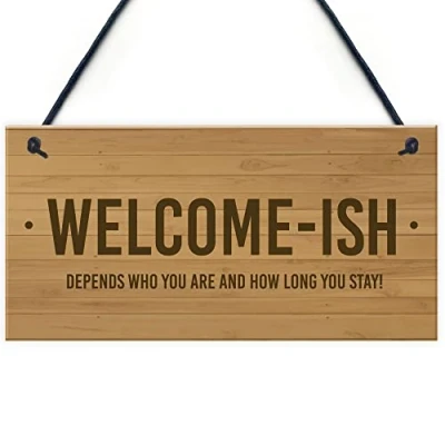 Image of RED OCEAN Funny WELCOME Sign ISH Hanging Door Wall Decor Home
