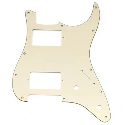 Image of Musiclily Pro 11 Holes ST HH Guitar Pickguard with Covered Humbucker 2 Pot Layout for Fender Squier Strat Style Electric Guitar, 3ply Cream