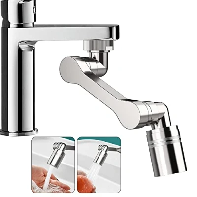 Image of Vinabo Aeratore Rubinetto Aerator Faucet 1440 Kitchen Sink, Swivel Sprayer Filter Extension, 2 Modes Adjustable Shower Head for Threaded M20/22/24 Silver, Silver
