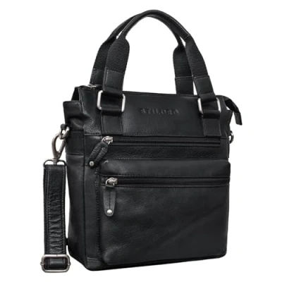 Image of STILORD &#039;Lucia&#039; Vintage Leather Bag Ladies Genuine Leisure Handbag Crossbody Elegant Evening for 9.7 inch iPad, Colour:Black