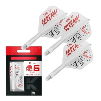 Image of Target Japan Scream K Flex Dart Flights and Shaft System, No.6 Pack of 3 Kflex All In One Flight, Player Edition Akito Yamagata Darts Accessories Stem Short (19mm)