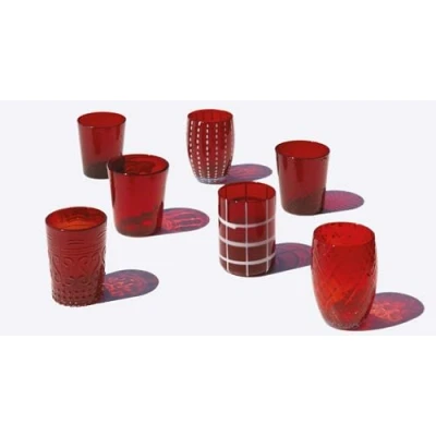 Image of Zafferano Melting Pot Set of 6 Mixed Glasses, Red MP00111