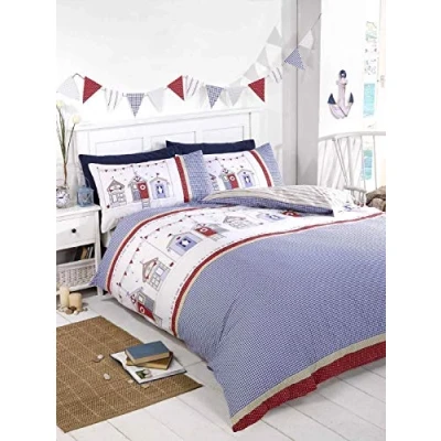 Image of Beach Hut Double Duvet Cover and Pillowcase Set
